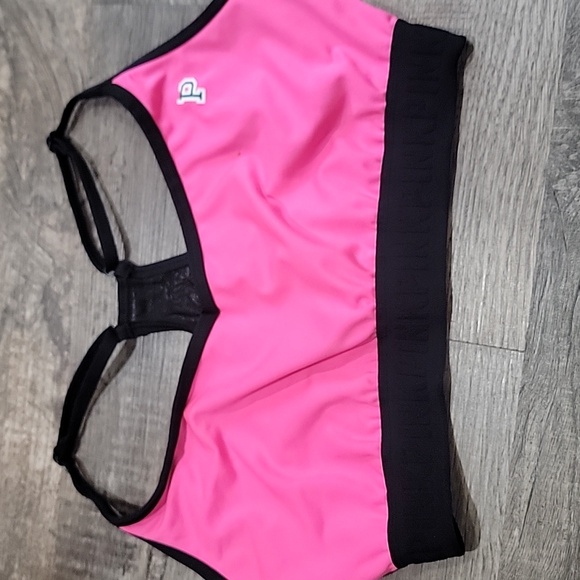 Vibrant Pink and Black Sports Bra - Picture 1 of 4